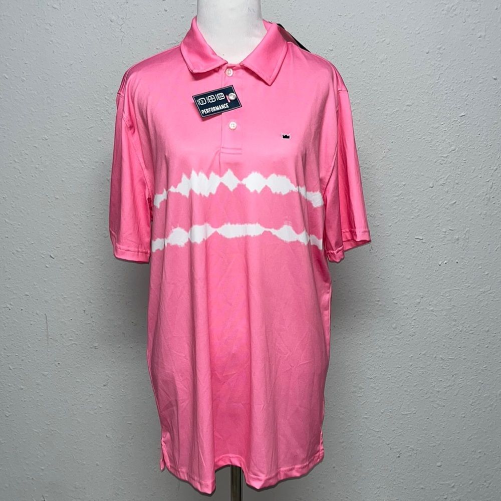 NWT Crown & Ivy Performance Polo in Bright “Bikini Pink” Tie Dye Men’s Size Sm
